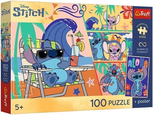 Premium puzzel voor kinderen Lilo en Stitch – Stranddagen 100 stukjes