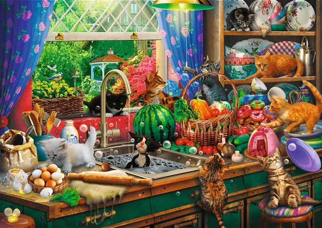 TREFL Puzzle Premium Plus: Theetijd met speelse kittens 1000 stukjes