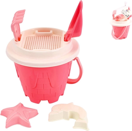 Roze zandset met emmer 18 × 26 cm