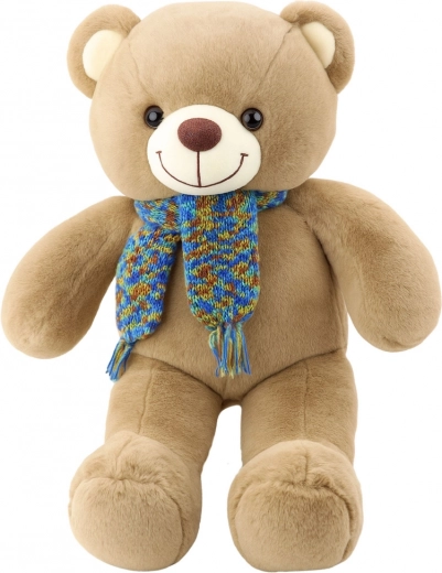 Pluchen teddybeer met gekleurde sjaal bruin 55 cm