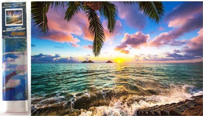 Diamantschilderen – zonsondergang in het paradijs 30 × 40 cm