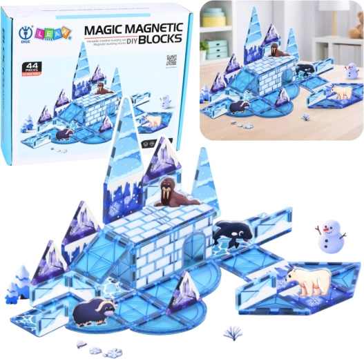 Magnetische bouwset IJskoninkrijk met diertjes, 44 onderdelen