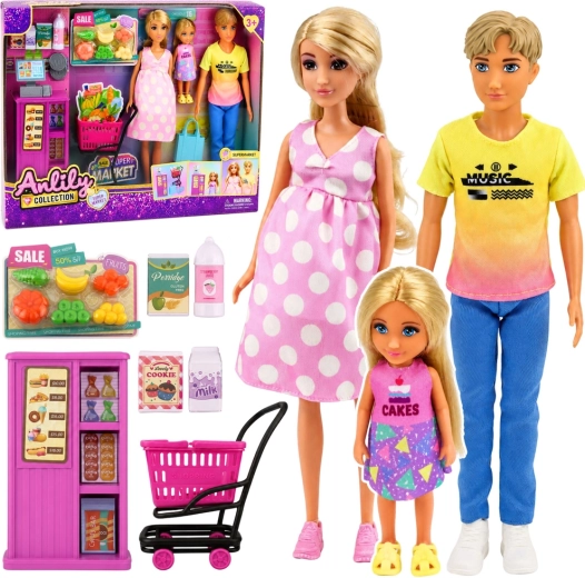 Anlily familie in de supermarkt – set van 3 poppen met accessoires