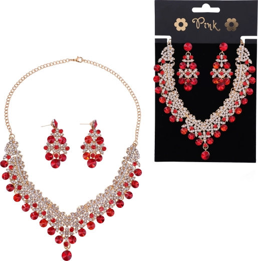 Roze set van ketting en oorbellen Princess Dream