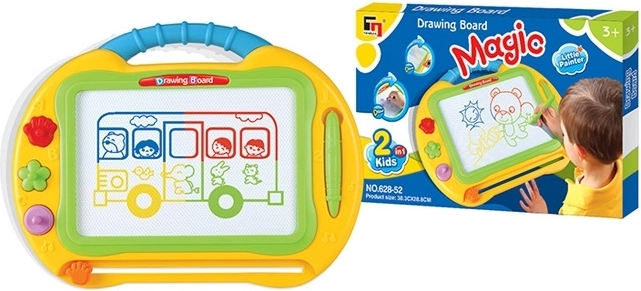 Tekenbord 2-in-1 in koffertje – geel