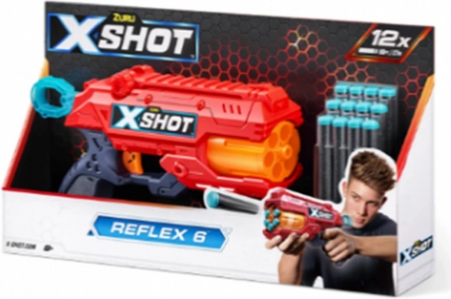 Schuimpijltjespistool X-SHOT Reflex 6 – oranje, 12 pijltjes