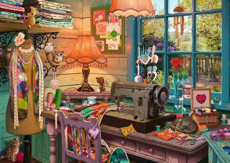 Ravensburger puzzel Mijn toevluchtsoord 4: Naaikhoekje 1000 stukjes
