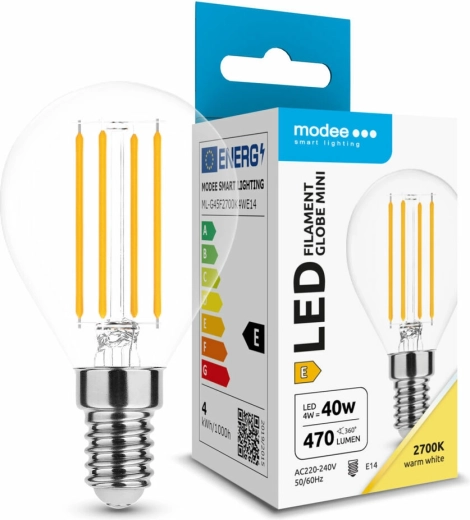 Modee LED lamp Filament Globe Mini G45 4 W E14, 470 lm, warm wit