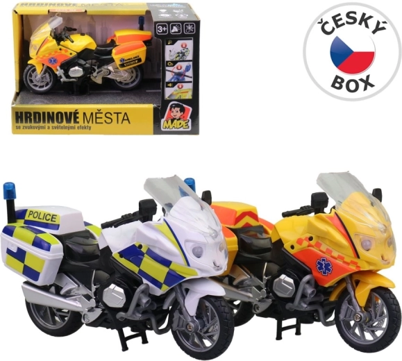 Kindermotor politie of ambulance met licht en geluid - 1 stuk