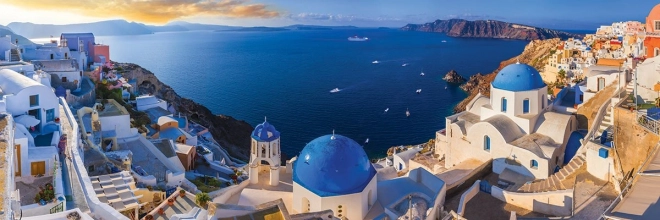 EUROGRAPHICS panoramische puzzel 1000 stukjes – Santorini, Griekenland (Air Pano)