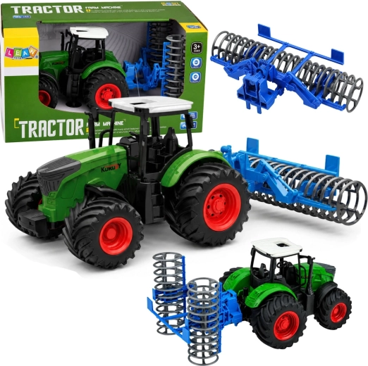 Landbouwtractor met aanbouwbare grondwals 1:24 groen