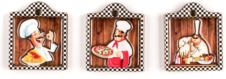 Magneten Chefs – set van 3 stuks, mix van decoraties
