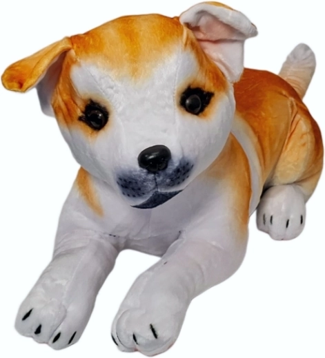 Pluchen hond wit-roodbruin - 1 stuk