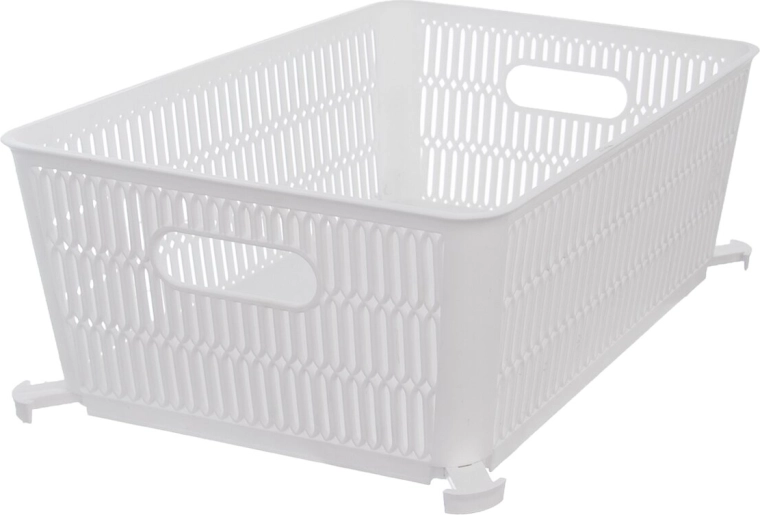 Stapelbare kunststof opbergmand Nesta wit 28,5 × 23 × 12 cm