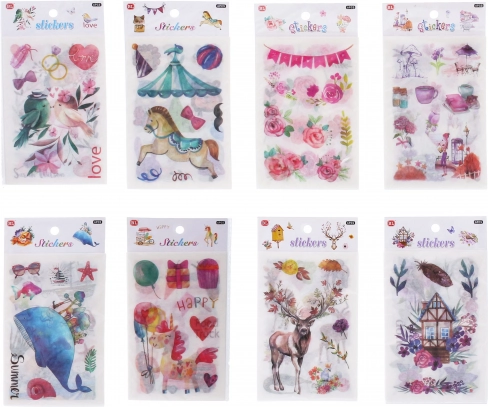 papieren stickers mix van motieven 18,5 × 10 cm, 6 vellen