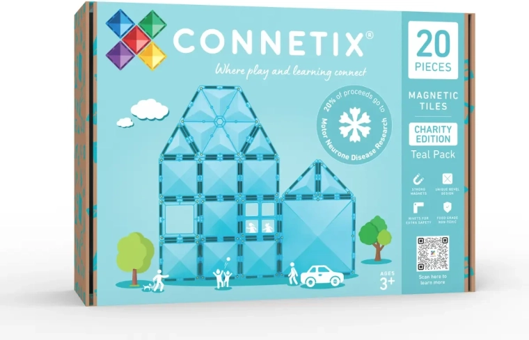 CONNETIX liefdadigheidsset met turquoise magnetische tegels – 20 tegels