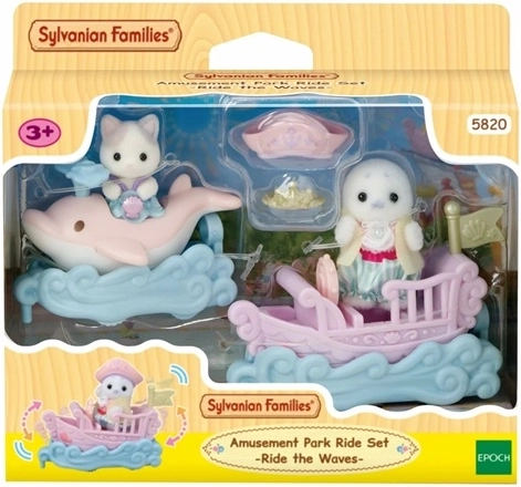 Sylvanian Families zeevoertuigen en babyfiguren in het pretpark
