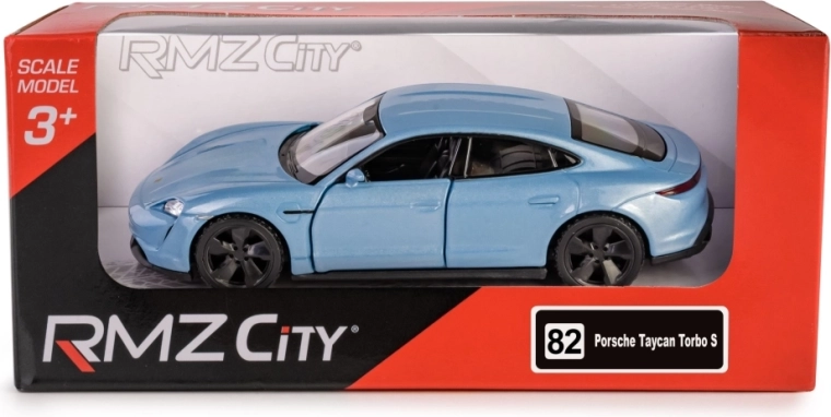 Metalen automodel PORSCHE Taycan Turbo S 2020 met pull-back aandrijving – blauw (1:40)