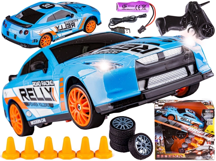 Drift RC-auto Nissan GT-R 1:24 2,4 GHz 4WD blauw - 1 stuk