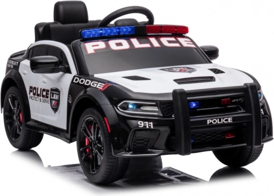 Elektrische speelgoedauto Dodge Charger politie - witte motorkap