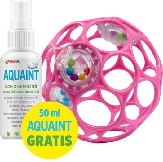 Oball rammelbal 10 cm donkerroze + Aquaint reinigingswater 50 ml