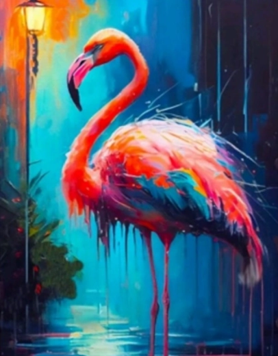 Diamond painting Kleurrijke flamingo 30 × 40 cm