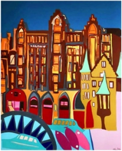 NORIMPEX Schilderen op nummer Kleurrijke huizen 40 × 50 cm