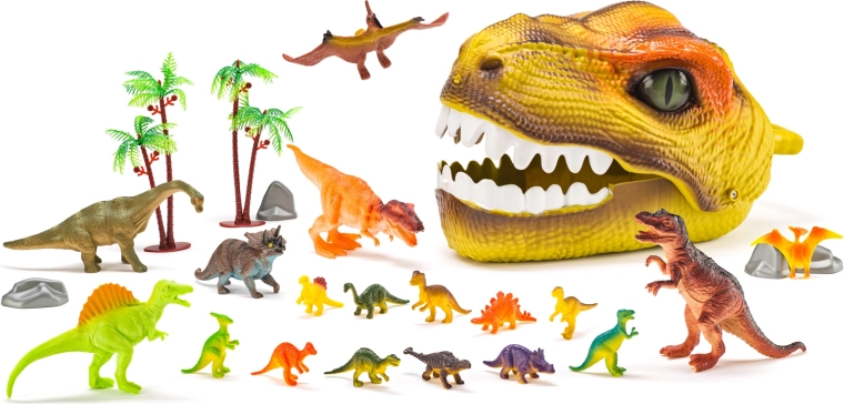 Dinosauruskop met figuren – speelset 25 delen