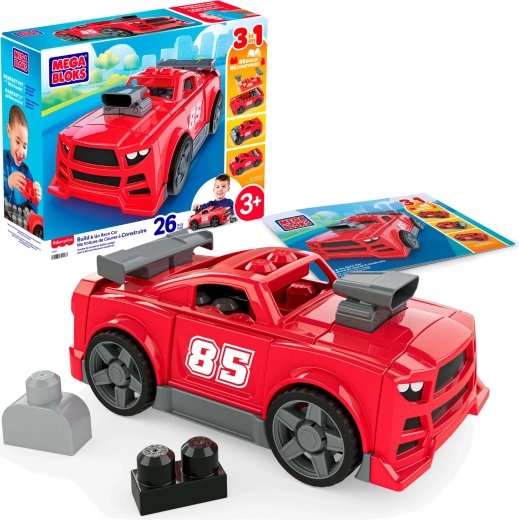 Mega Bloks 3-in-1 bouwset raceauto (26 onderdelen)