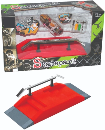 Fingerboard skateparkset met metalen rail