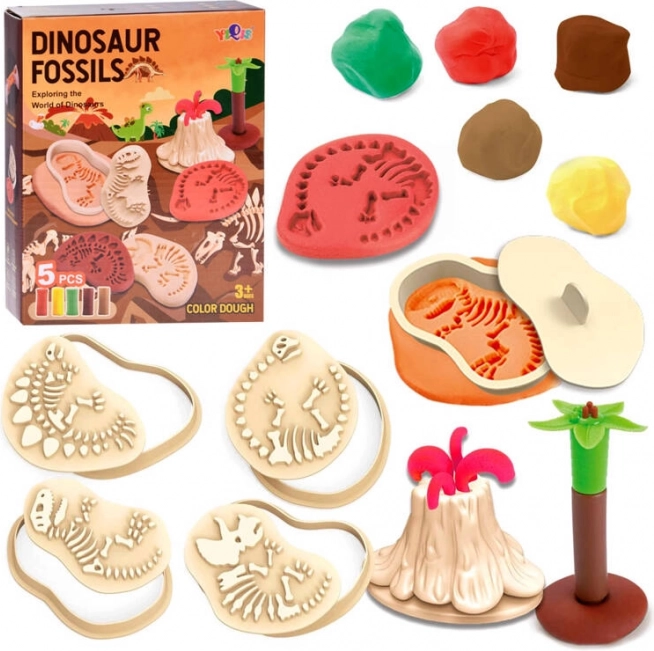 Set boetseerklei met dinosaurusvormpjes en gereedschap