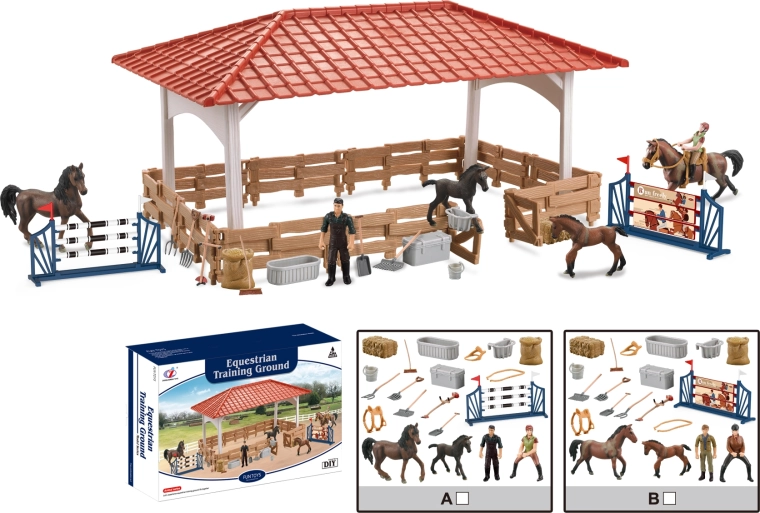 Boerderijdieren – grote paardrijdbaan met accessoires