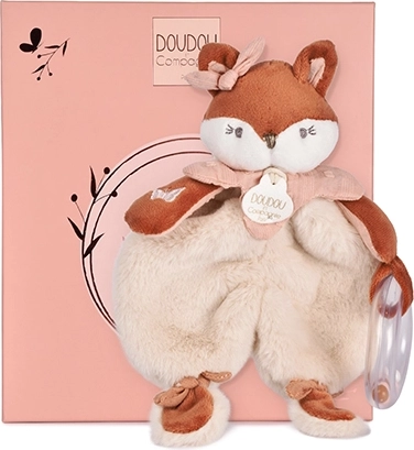 Doudou cadeauset: pluche vos Mina met rammelaar 18 cm
