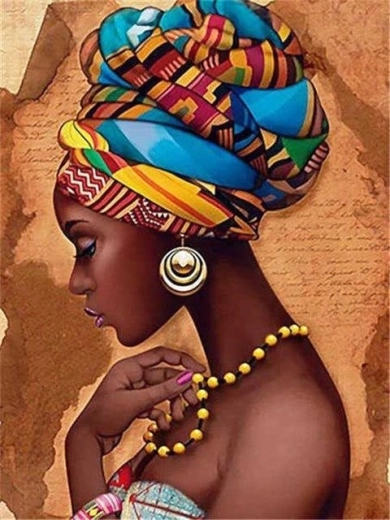 Norimpex diamant painting Afrikaanse vrouw in tulband 30 × 40 cm