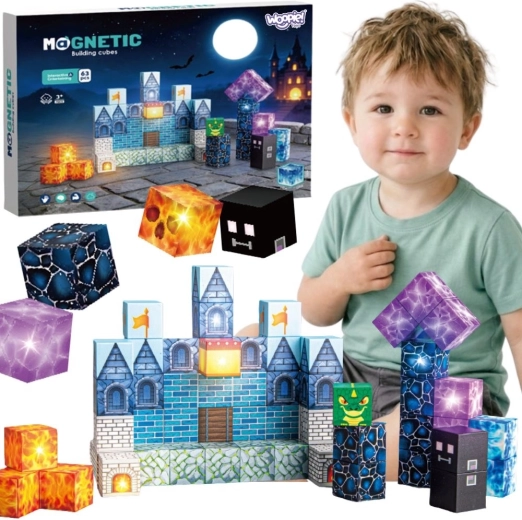 Woopie magnetische constructieblokjes pixelkasteel 64 stuks