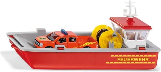 SIKU Super - boot die een brandweerauto vervoert