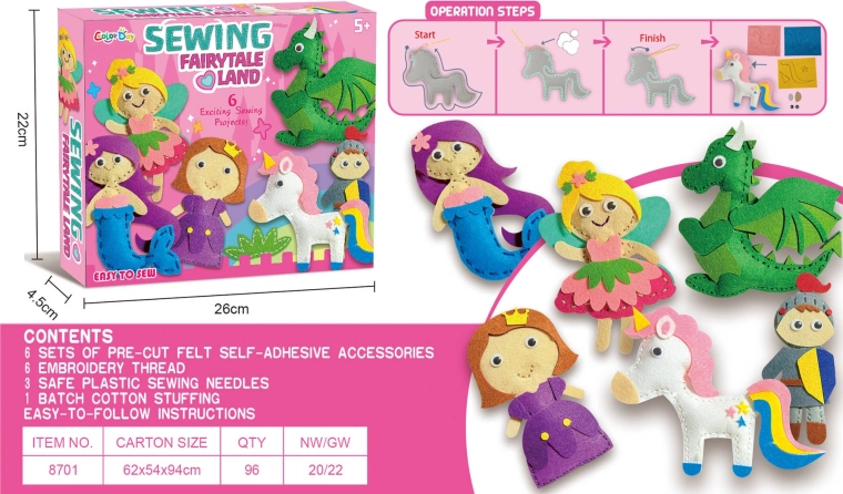 Creatieve set voor het borduren van vilten figuurtjes – prinses