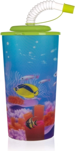 Beker met deksel en rietje SEA 470 ml plastic