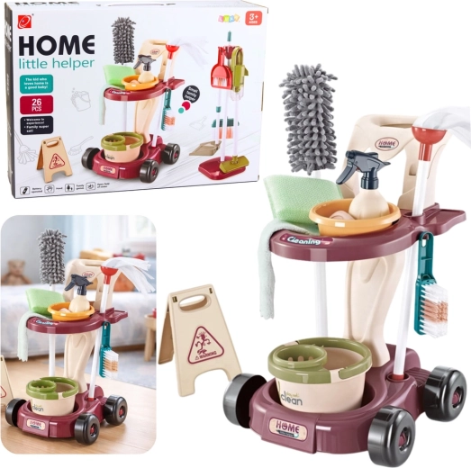 Kinder-schoonmaakkar met mop, emmer en stofzuiger – 26 onderdelen