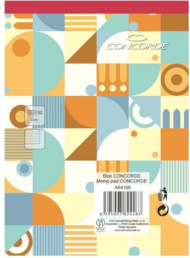 Notitieblok CONCORDE A6 gelijnd 8 mm, 50 vellen