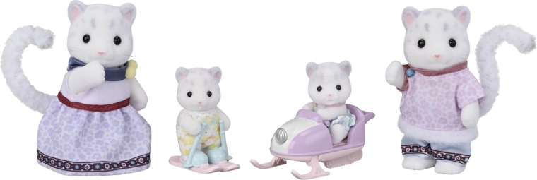 Sylvanian Families sneeuwpanterfamilie met sneeuwscooter en ski’s