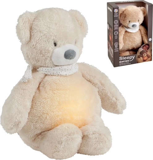 Nattou pluchen muzikale slaapknuffel met lampje en huilsensor Sleepy Bear beige