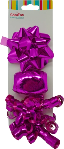 Cadeauset met metallic strikken en lint, 3 stuks (strikken 9 cm, lint 10 m, smal strikje 6 mm)