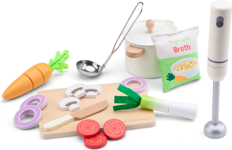 Houten set voor het bereiden van soep