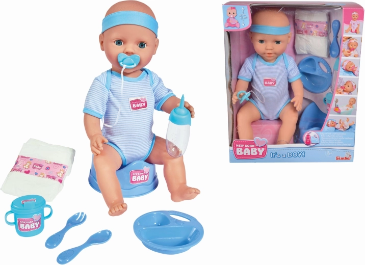 Simba New Born Baby babypop jongen met accessoires 43 cm