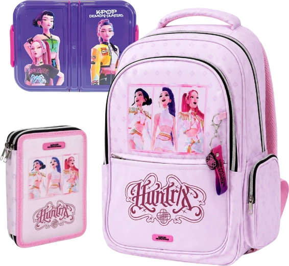 Voordelige schoolset KPop Demon Hunters Huntrix – rugzak, gevulde etui en lunchbox