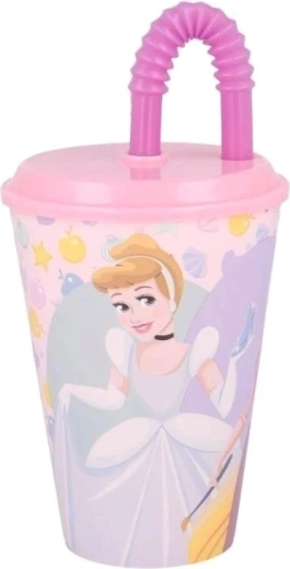 Plastic beker met deksel en rietje Prinsessen