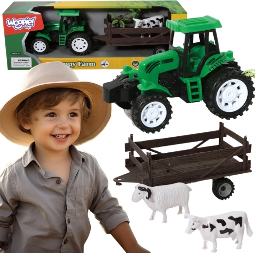 Woopie boerderijtractor met aanhanger en dierenfiguur