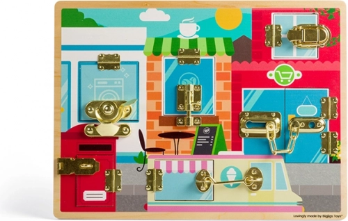 Bigjigs Toys houten motoriekbord met grendels en sloten