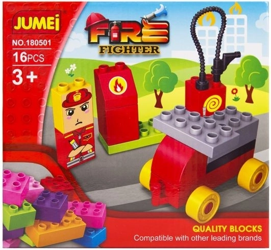 Bouwset Jumei 3+ brandweerkazerne 16 onderdelen 20 × 19 cm - 1 stuk